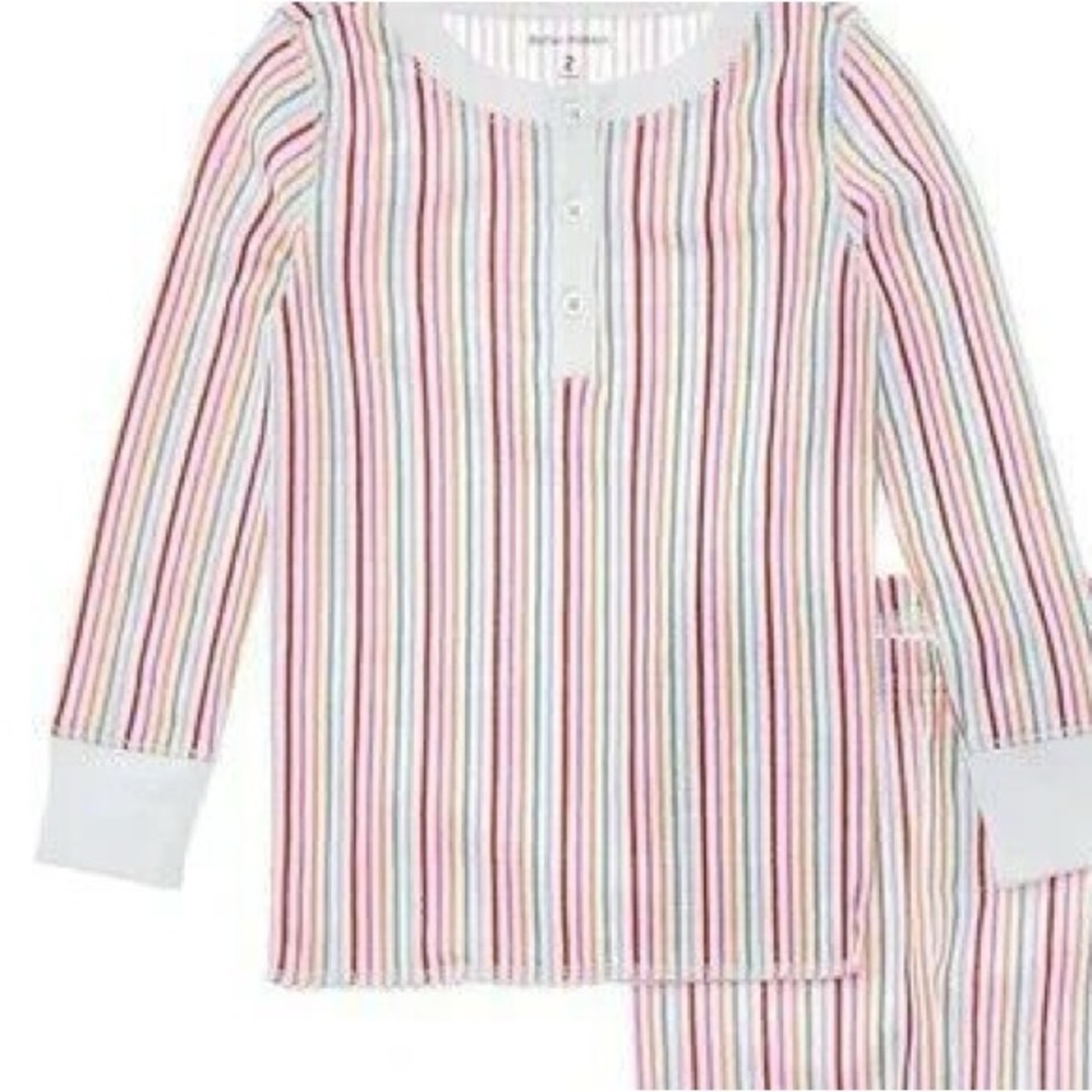 Roller Rabbit Party Striped Multicolored Long Sleeve TOP ONLY Pima Cotton
